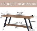 LVB Industrial Entryway Bench, Wood and Metal Storage Bench for Living Dining Room, Farmhouse Indoor Entry Way Shoe Benches Seat, Rustic Oak, 47 Inch Long | Farmhouse Indoor Entry Way Shoe Benches Seat, Wood and Metal Shoe Rack for Hallway Living Dining