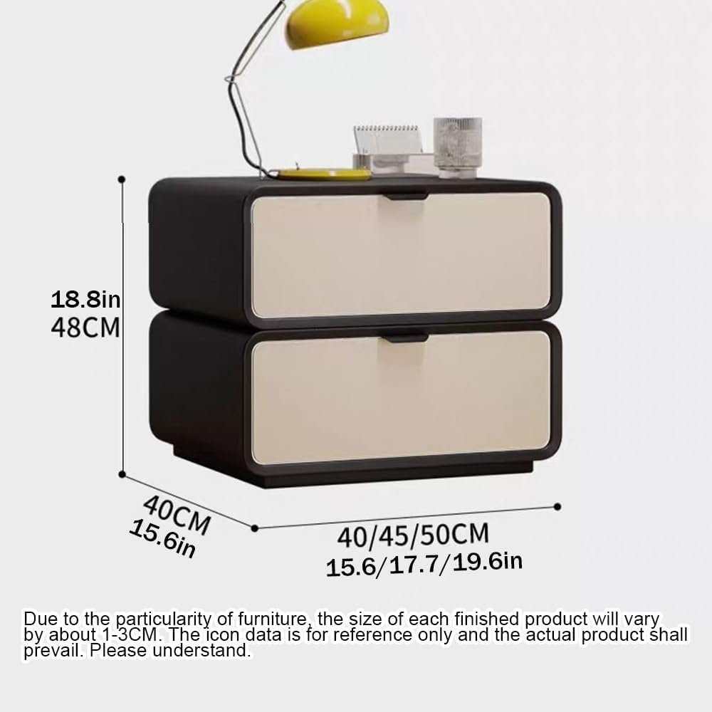 2 Drawer Bedside Table Wood Full Floor-Standing Nightstand Modern Side Table with Removable Drawer Smooth Rails for Living Room All Occasion