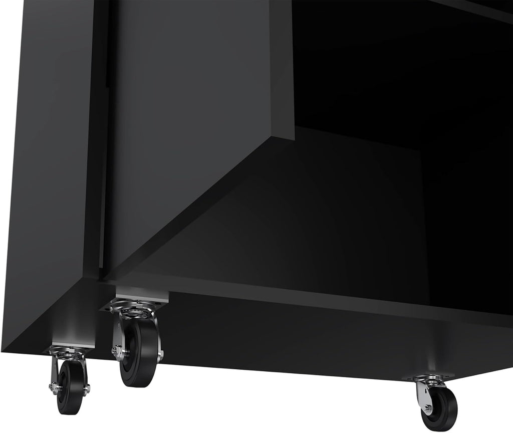 Storage Cabinet Lions, Double Door and Casters, Black Wengue Finish