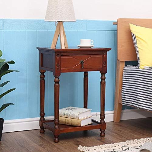 Telephone Table, American Bedside Table with Drawers,The Sofa Beside The Cabinet,Solid Wood Side Table,Living Room Flower Rack,Fish Tank Rack,Telephone Side Table