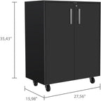 Storage Cabinet Lions, Double Door and Casters, Black Wengue Finish