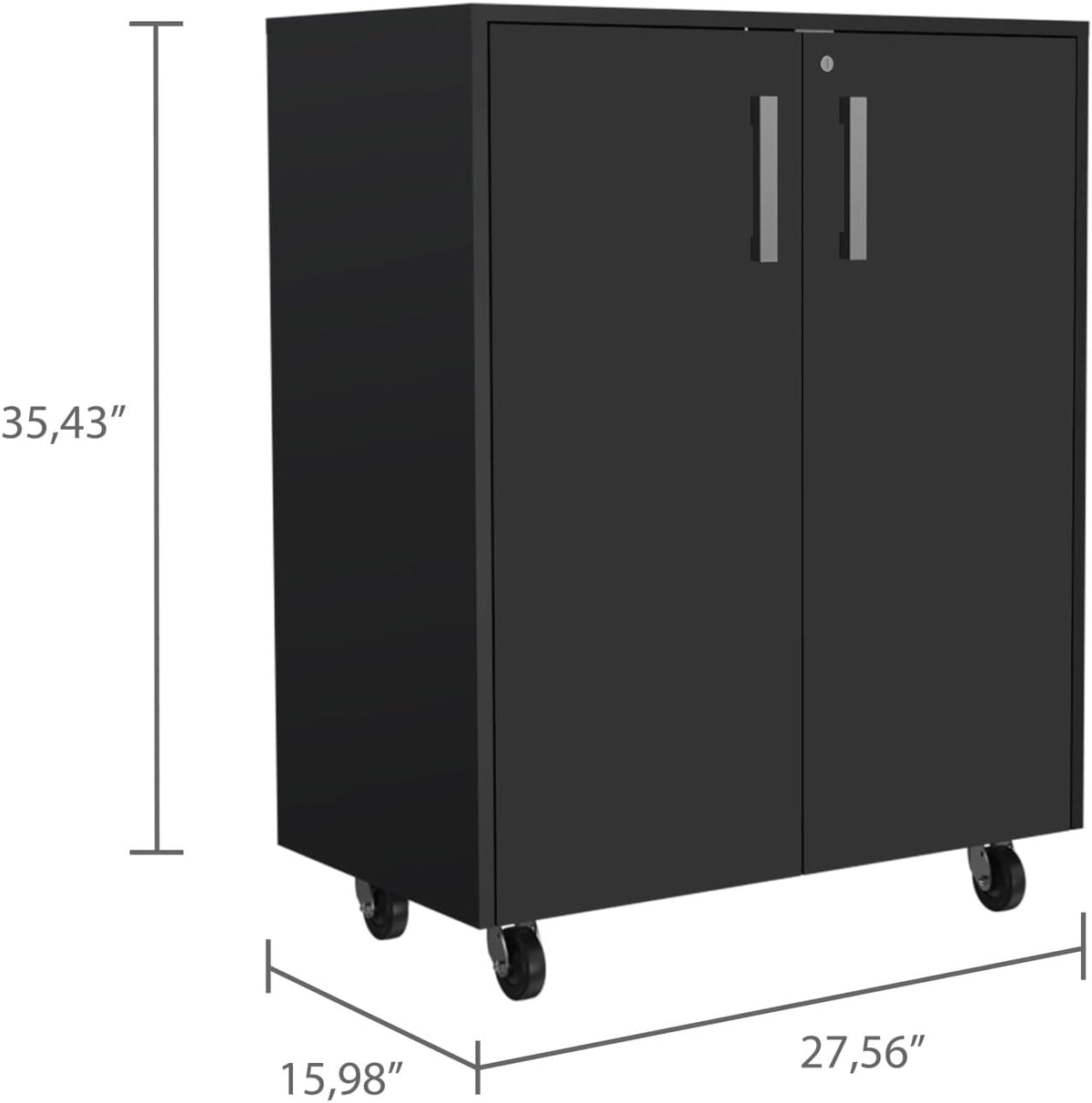 Storage Cabinet Lions, Double Door and Casters, Black Wengue Finish