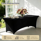 1 Set 6 FT Rectangle Folding Table with Carrying Handle, Lightweight Fold-in-Half Utility Table, with Matching Black Stretch Spandex Covers, Ideal for Weddings, Parties, Camping, Banquets, Crafts
