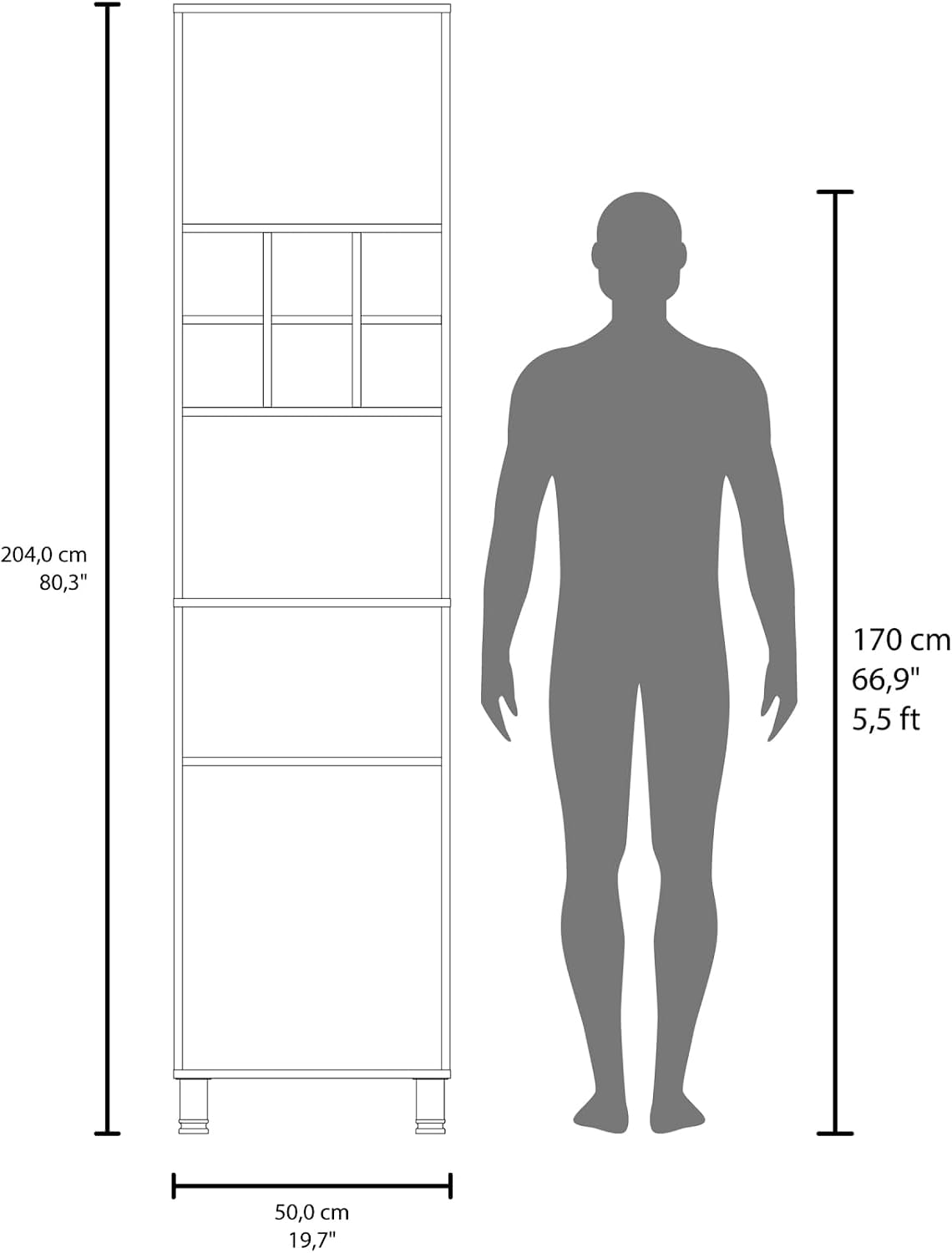Kitchen Pantry with 2 Doors 4 Legs 8 Shelves White | FSC and CARB compliant engineered wood construction