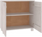 White Wooden Sideboard with 2 Doors, 33.5"x13.8"x31.5" Solid Pine Wood Storage Cabinet, Hamar Accent Buffet Credenza for Living Room, Dining Room and Hallway