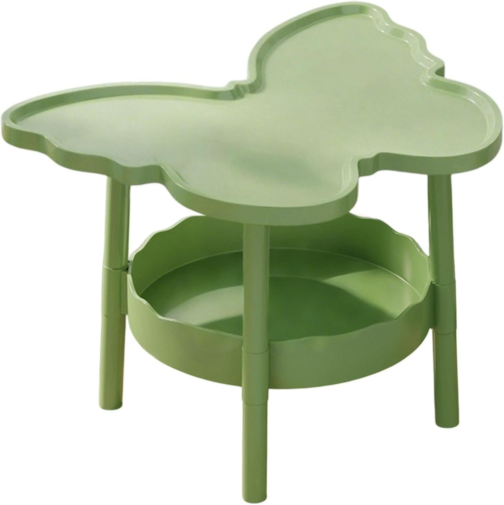 Bedroom Side Table,Curved End Table Small Night Stand with 2 Layer Storage Space for Bedroom,Living Room,Bed Side Tables Easy to Move and Install, Nightstands for Small Space, Butterflies Shaped