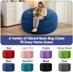 3FT Adult Bean Bag Chair, 3'Comfy Bean Bags, Big BeanBag Chairs | Bean Bag Chairs for Adults with Memory Foam Filled, Washable Cover,Lazy Sofa for Gamming Room,Living Room & Bedroom,Blue