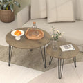 Round Nesting Coffee Tables Set of 2, Marble Grain Top Modern Side Tables | Modern Nesting Coffee Tables, Circular Marble Effect Tabletop Stackable End Tables, Hairpin Leg Side Table for Home Decor