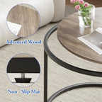 aboxoo Coffee Table Nesting Side Round Table Set of 2 End Table with Sturdy Metal Frame for Living Room Bedroom Apartment Modern Industrial Simple Nightstand,Oak