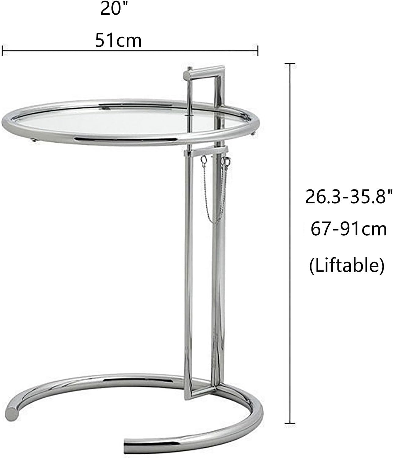Round End Table, Side Table for Living Room, Small Spaces, Modern White Nightstand, Suitable for Bedroom, Living Room and Balcony(Clear)