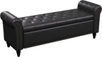 FiveWillowise 65" Bedroom Bench, End of Bed Bench with Storage, Black