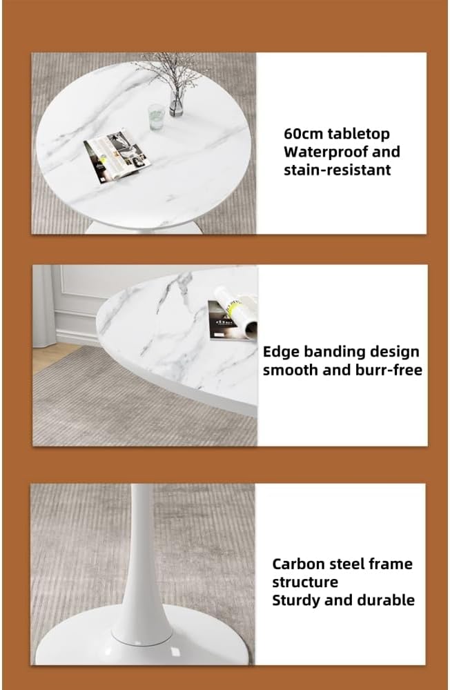 24" Round Tulip Dining Table, Mid-Century Modern Kitchen Table for 2-3 People, Small Space Bistro Table for Kitchen Living Room Balcony Office