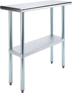 14" x 36" Stainless Steel Prep Table – NSF Certified Heavy Duty Work Table for Home & Commercial Use – Galvanized Undershelf & Legs