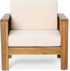 free-space Mi Apricot seat Cushion Courtyard Leisure Single Chair, Solid Wood Balcony Meeting Chair, 27.75-inch Wide Outdoor Solid Wood Leisure Chair