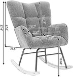 Rocking Chair, Upholstered Teddy Fabric Glider Chairs, Lounge Accent Armchair with Thick Cushion and High Backrest, Accent Rocking Chair for Bedroom, Living Room, Ivory