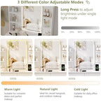 Small Vanity Desk with Mirror and Lights, Makeup Vanity with LED Lights, White Vanity Mirror with Lighted Desk and Chair, 3 Lighting Adjustable Compact Dressing Table with Mirror for Women, Girls