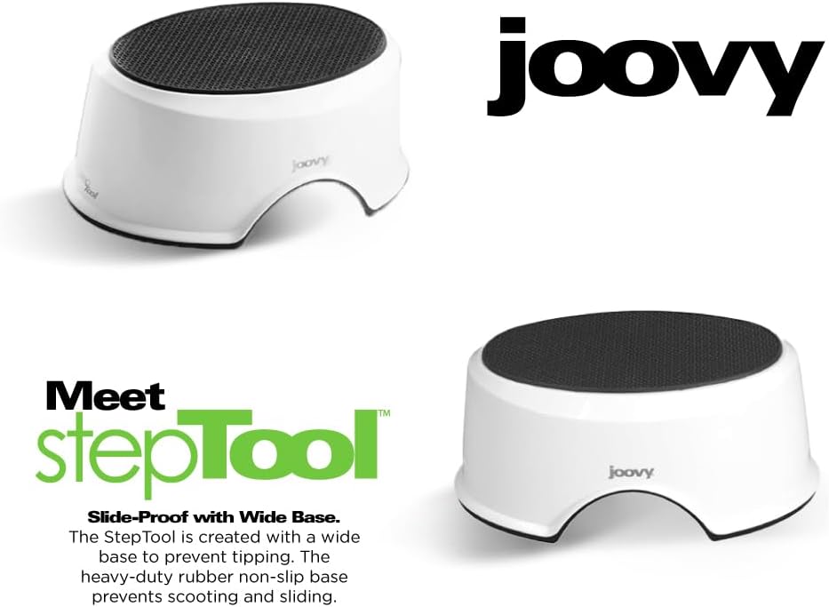 Joovy StepTool Toddler Step Stool with No-Slide Grips on Top and Bottom and Sturdy, Stackable Design, Holds Up to 300 lb. - BPA, PVC & Phthalate Free