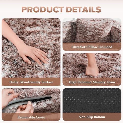 HABUTWAY Convertible Sofa Bed, 3-in-1 Futon Sofa Bed with Pillow, Foldable Pull Out Floor Sofa Bed with Removable Cover, Plush Couch for Living Room/Bedroom/Dorm