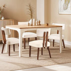 MOJAY Dining Chairs Set of 4, Mid Century Modern Kitchen Chair Linen Fabric Side Chairs with Curved Backrest for Kitchen, Dining Room, Restaurant, or Patio, Off-White