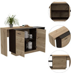 2-Shelf 1-Drawer Kitchen Island Wenge and Light Oak | Includes 5 shelves and 2 doors for storage and display