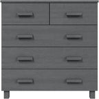 Dark Grey Solid Pine Wood Medium Sideboard with 5 Drawers, Modern Storage Cabinet for Living Room Dining Area Hallway, Sturdy Construction Wall Mountable, Ample Storage Space