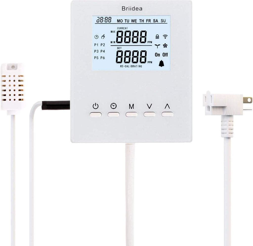 Briidea CO2 Controller and Monitor, Day and Night Programmable CO2 Controller with Remote Sensor for Greenhouses