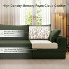 107" U Shaped Couch, Modular Sectional Sofa with Storage, 3-Seater High Density Foam Couch with Ottoman, 27" Deep Corduroy Cloud Couch for Living Room, Tool-Free Assembly, Green
