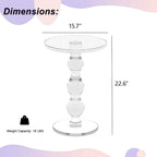 Acrylic End Table Set of 2, 16" x16" x 23" Modern Pedestal Acrylic Side Table, Clear Round Martini Table for Living Room Bedroom Small Spaces