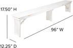 Flash Furniture Hercules Commercial Grade Farmhouse 3 Leg Bench - Solid Pine Foldable Bench with Seating for 4 - 8'x12" - Antique Rustic White