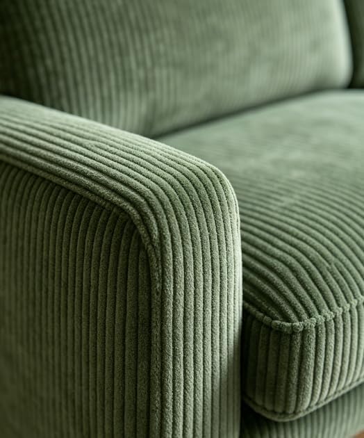 Vesgantti 68" Comfy Green Corduroy Loveseat Sofa, 2 Seater Deep Seat Couch with Spring Cushion, Solid Wood Frame for Living Room, Bedroom, Office