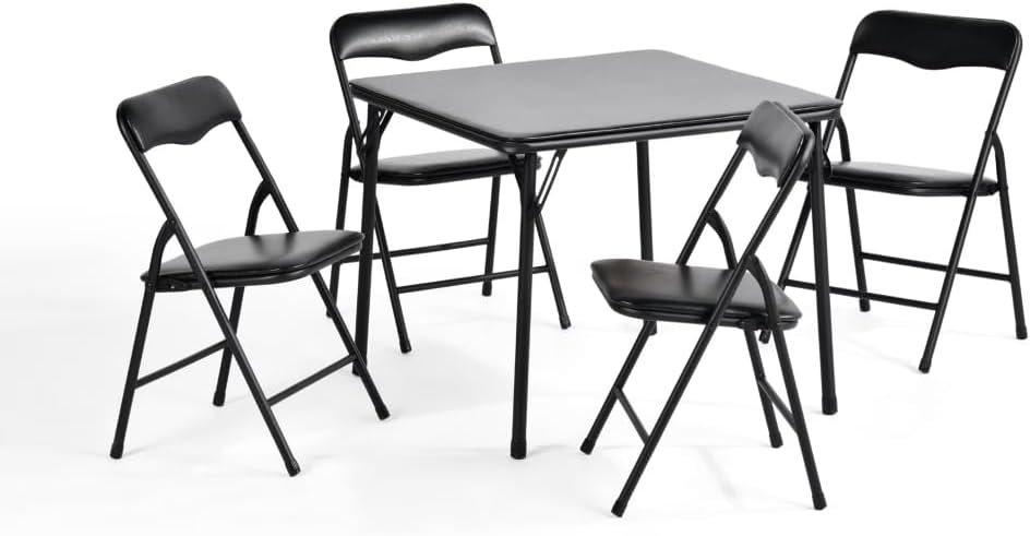 Kids 5-Piece Folding Activity Table and Chair Set Black | (Shipment from Walmart) Kids 5-Piece Folding Activity Table and Chair Set for Home Daycare Playroom, White