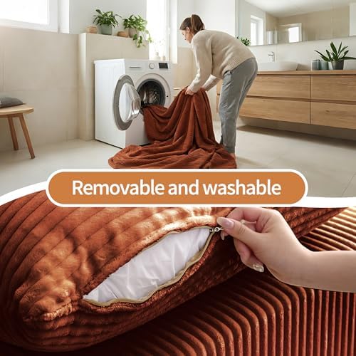 78.8" Couch for Living Room, Futon Sleeper Sofa Bed | Convertible Sofa Bed, Corduroy Pull Out Couch Loveseat with Storage Pocket, Modular Design, No Assembly, Orange