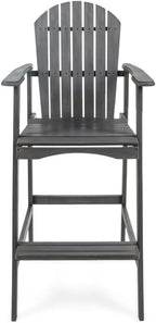 Saiveina Outdoor Acacia Wood Adirondack Barstools, Set of 2, Dark Gray