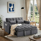 Sleeper Sofa Bed with Adjustable Backrest & Side Pockets, Gray | Adjustable Backrest & Side Pockets,Pull Out Sofa,Comfortable Fabric
