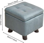 Premium Storage Ottoman Upholstered Square Foot Rest Stool with Sturdy Wood Legs,Thicken Foam Padded Seat Small Cube Storage Chest for Living Room Bedroom (Orange)