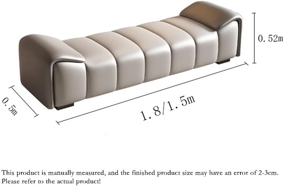 Modern Leather Bed End Stool Modern Bedroom Bedside Cloakroom Long Bench Shoe Entryway(Cream White,Medium)