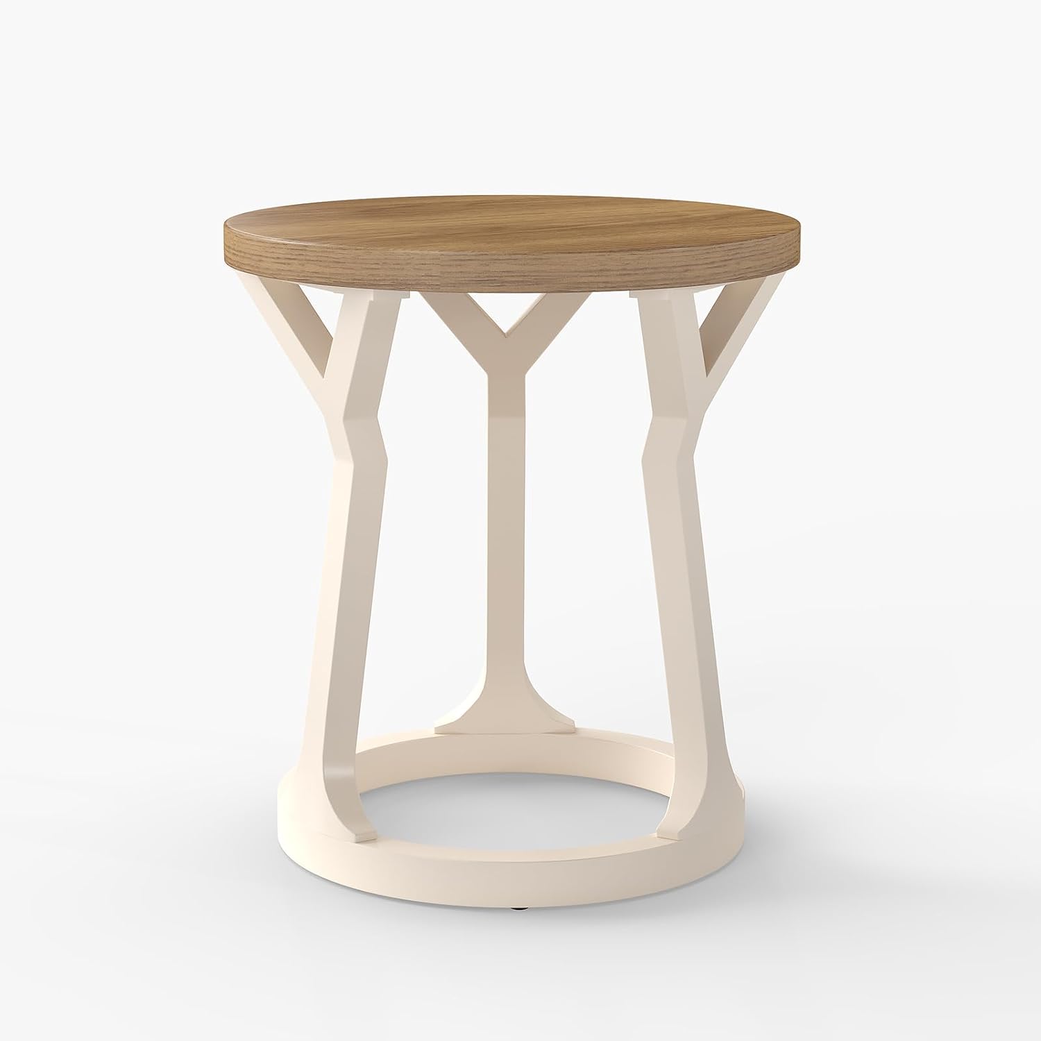 Kinfant Accent Side Table - Vintage Wood End Table Sofa Table with Bottom Shelf for Living Room, Bedroom, Office (1-Pack-White and Brown)