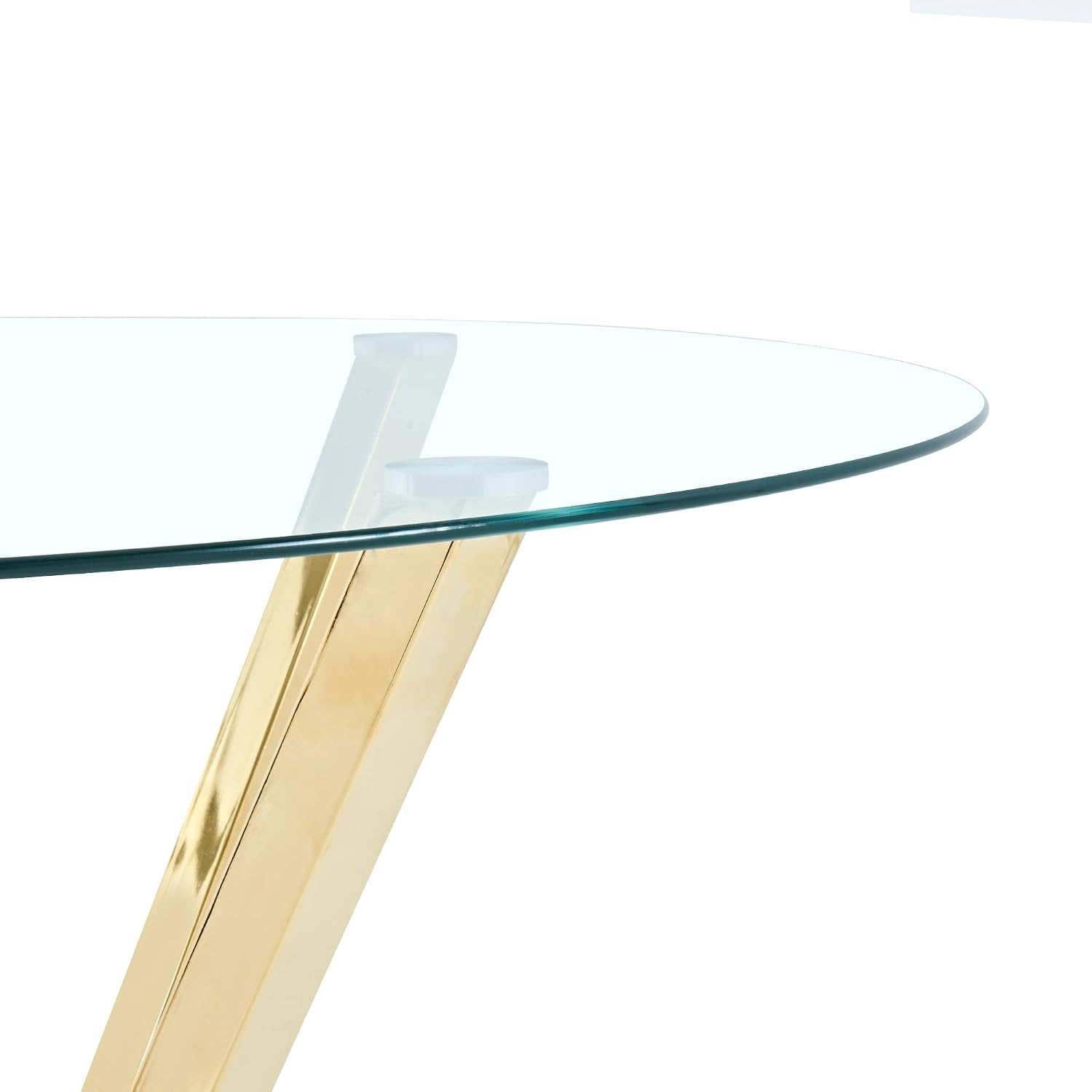 HomVent Round Dining Table, 45.2" Glass Dining Room Table for 4-6, Glass Kitchen Table with Gold Metal Legs for Apartment Home Kitchen Living Room