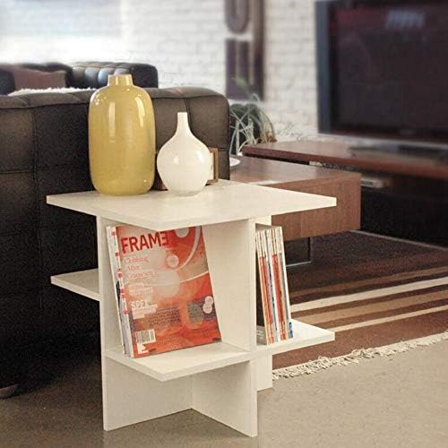 Telephone Table, Assemble Coffee Table,Sofa Side Table,Mobile Square Table,Telephone Table,2 Colors(Color:White,Size:19.6819.6820.86in)