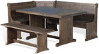 Pemberly Row 4-Pieces Dining Set Wood, Rectangular in Cherry (36" H x 75" W x 56" D) for Kitchen, Dining Room with Table, Reversable Seating, and Storage Space