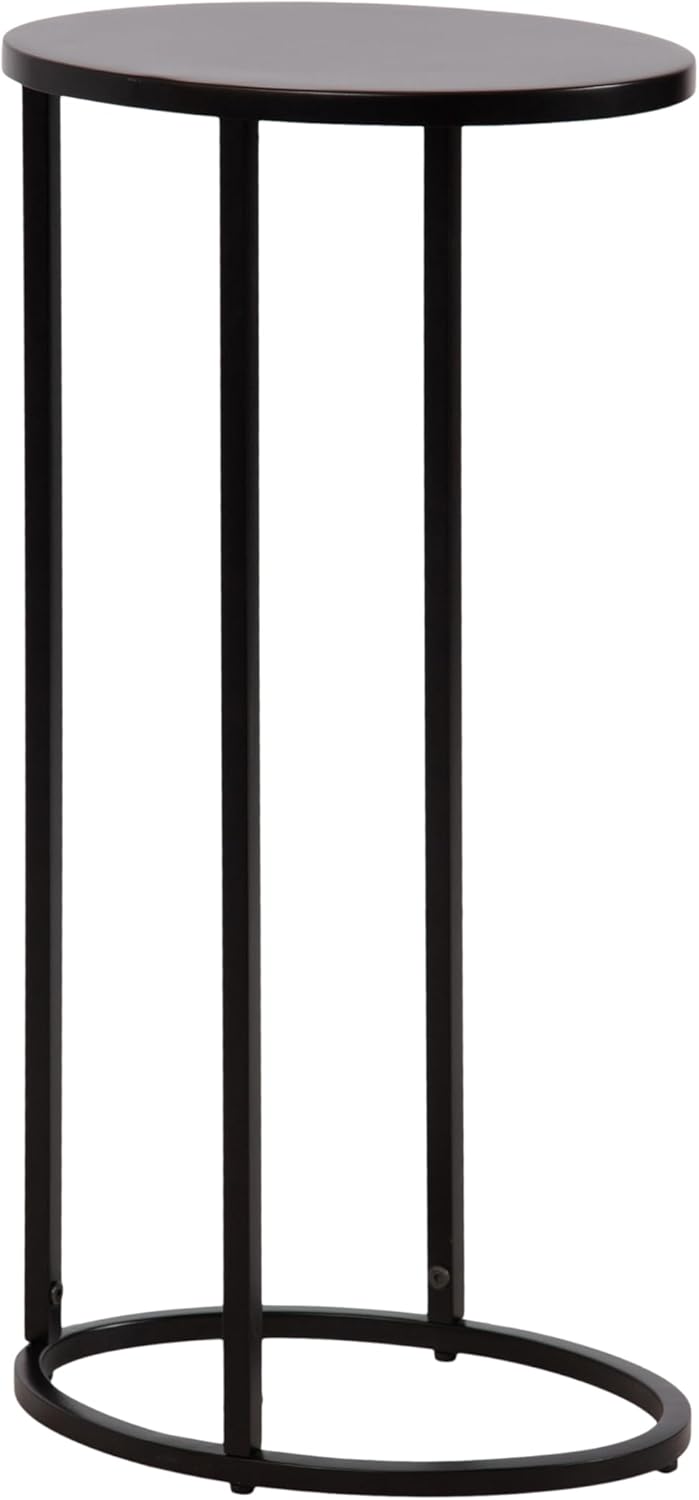 Kate and Laurel Natalli Modern Glam Metal Oval C-Table, 14 x 9 x 28, Black, Transitional Elegant Round C-Shaped Side Table for Use as Bedroom or Living Room Decor