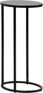 Kate and Laurel Natalli Modern Glam Metal Oval C-Table, 14 x 9 x 28, Black, Transitional Elegant Round C-Shaped Side Table for Use as Bedroom or Living Room Decor