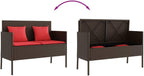 Brown Poly Rattan Outdoor Storage Bench with Cushion, PE Rattan Patio Seating with Waterproof Storage Bag and Gas Spring Lid