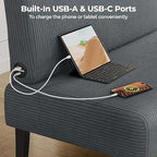 Yaheetech Small Loveseat Armless Sofa Chair with USB Ports, Dark Gray
