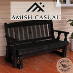 Amish Casual Heavy Duty 800 Lb Mission Pressure Treated Porch Glider (4 Foot, Semi-Solid Black Stain)