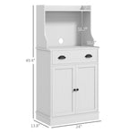 49" Kitchen Microwave Cabinet/Stand with Storage and Drawers, Pantry Storage Cabinet with Hutch & Adjustable Shelves for Kitchen, Dining Room, Living Room, Hallway in White