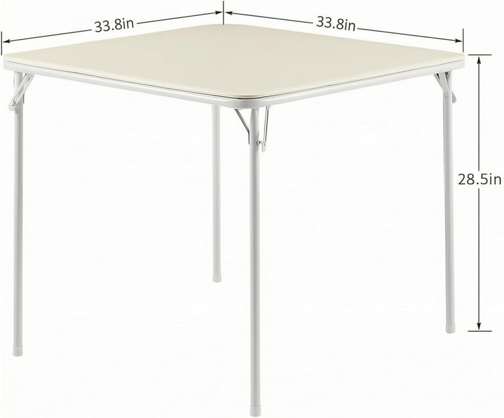 VECELO 34'' Folding Card Table Square with Soft Padded Tabletop, Portable for Dining Room, Parties, Games, Puzzles, Cream & Beige