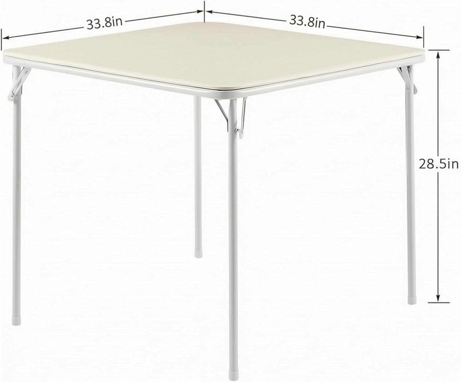 VECELO 34'' Folding Card Table Square with Soft Padded Tabletop, Portable for Dining Room, Parties, Games, Puzzles, Cream & Beige