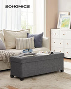 SONGMICS Storage Ottoman Bench, Foldable Foot Rest with Legs | End of Bed Bench, Storage Chest, 43.3 x 15 x 15.8 Inches, Load up to 660 lb, Slate Gray, MELISA Collection ULSF018G01