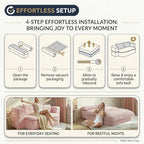 78.7" Futon Sofa Bed, Memory Foam Convertible Couch, Pink | Sophisticated comfort with premium corduroy, one-flip conversion, built-in blanket, and ergonomic support